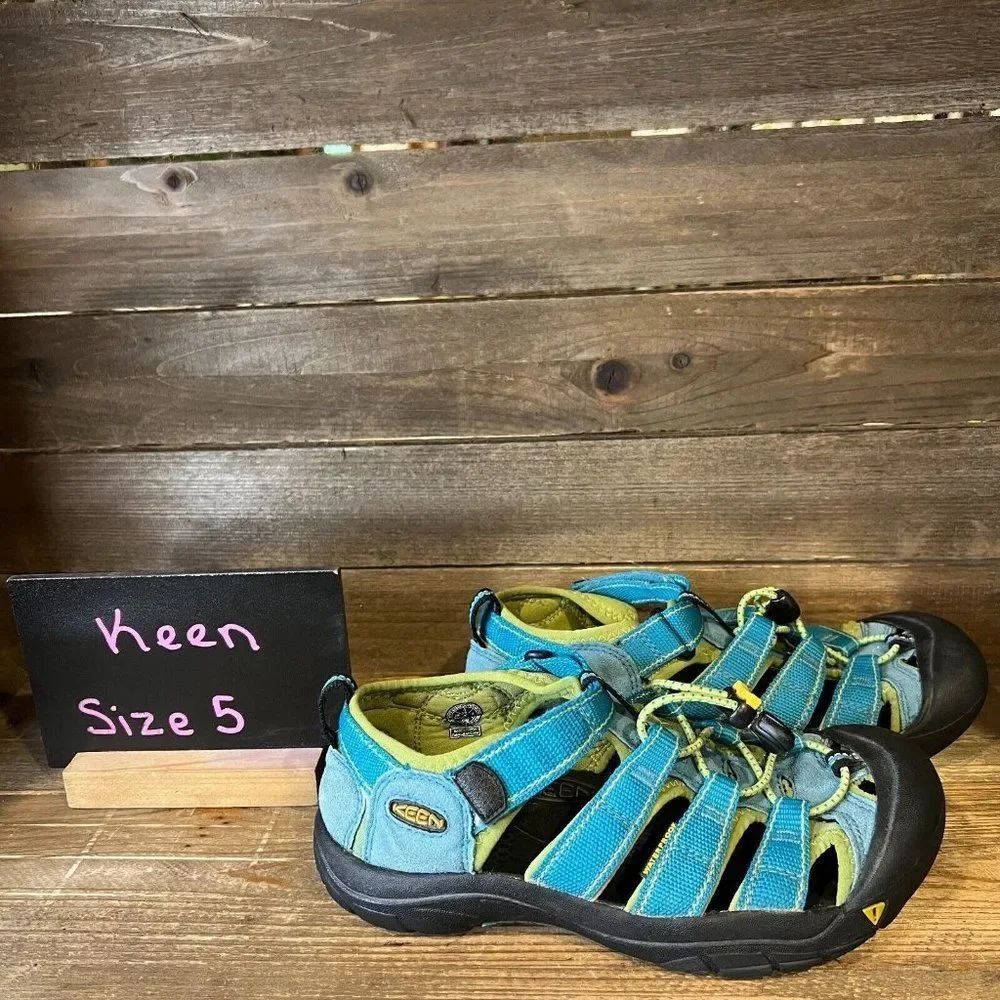 Childrens Big Kids Keen Newport H2 Blue Waterproof Shoes Sandals Size 5 Y GUC